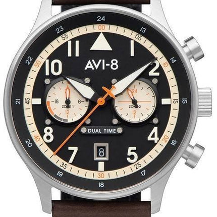 AVI-8 Hawker Hurricane Carey Dual Time Manston Black Dial Quartz AV-4088-01 Herrklocka