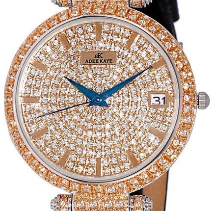 Adee Kaye Embellish Collection Crystal Accenter Pave Dial Quartz AK2529-MRG Damklocka