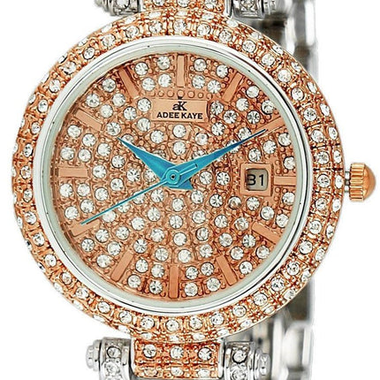 Adee Kaye Finess Crystal Accents Gold Tone Dial Quartz AK2526-L2R Damklocka