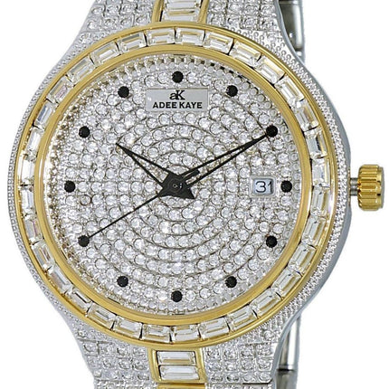Adee Kaye Fussy Mid-S Collection Crystal Accents Pave Dial Quartz AK2525-M2G Damklocka