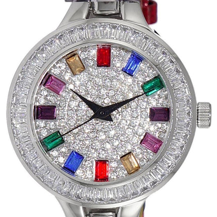 Adee Kaye Gems Collection Crystal Accenter Flerfärgad österrikisk stenurtavla Quartz AK2522-LCRD Damklocka