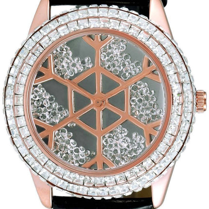 Adee Kaye Snowflakes Collection Crystal Accenter Grå Urtavla Quartz AK2115-LRG Damklocka