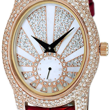 Adee Kaye Sunray Collection Kristallaccenter Rose Tone Mother Of Pearl Dial Quartz AK2003-LRG Damklocka
