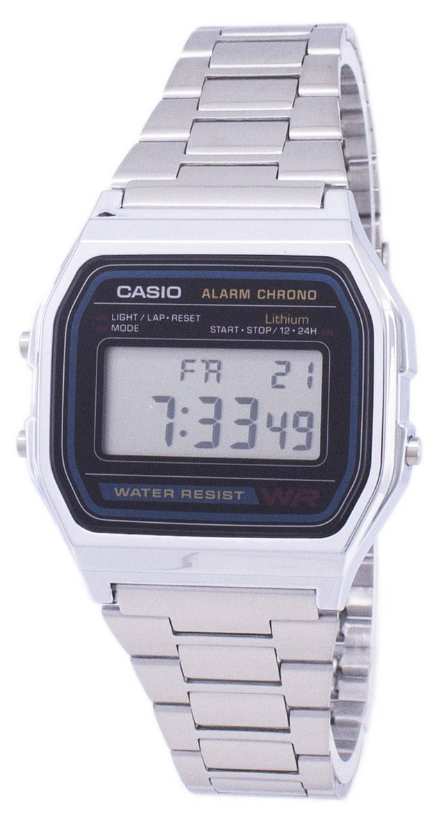 Casio Digital rostfritt stål dagligt larm A158WA-1DF A158WA-1 herrklocka