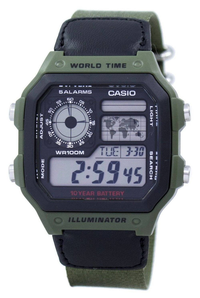 Casio World Time Alarm Digital AE-1200WHB-3BV AE1200WHB-3BV herrklocka