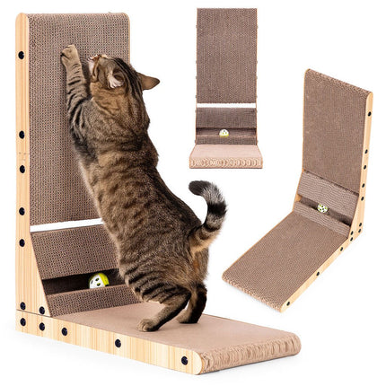 FURVEO - Pap Corner Cat Scratcher Seng med Legetøj Petsi