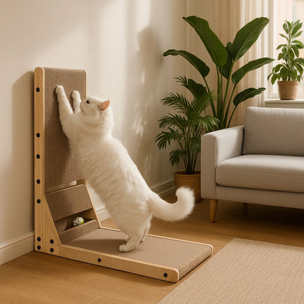 FURVEO - Pap Corner Cat Scratcher Seng med Legetøj Petsi