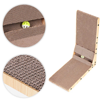 FURVEO - Pap Corner Cat Scratcher Seng med Legetøj Petsi