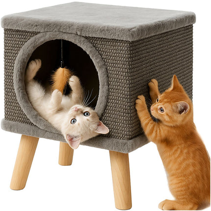 FURVEO - Kradsetræ til katte med seng, sisal, staldben