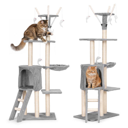FURVEO - Kradsetårn til katte med hængekøje og sisalstolper, 134 cm