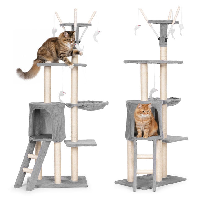 FURVEO - Kradsetårn til katte med hængekøje og sisalstolper, 134 cm