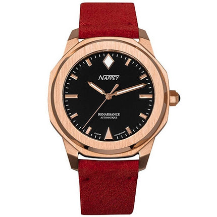 Nappey Renaissance Steel And Black Mocka Automatisk NY41-BD1M-3B6A 200M unisexklocka