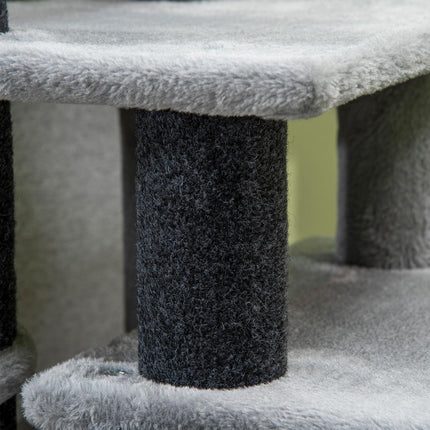 PAWROOM - Pet Stairs 3/4 Trin Kattetrapper Med Sovehule & Hængende Play Ball Spånplade Plys