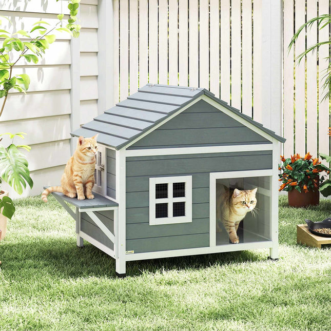 PAWROOM - Udendørs kattehus, forhøjet design, vandtæt tag