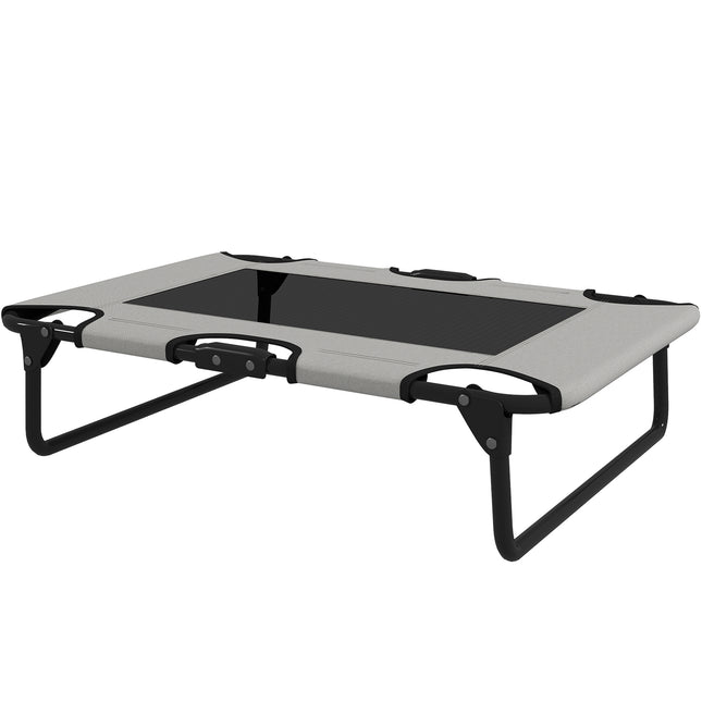 PAWROOM - Forhøjet hundeseng Sammenklappelig kæledyrsseng Udendørs hundeseng med meshdesign Åndbar til små og mellemstore hunde Lysegrå Oxford 75 x 51 x 18 cm