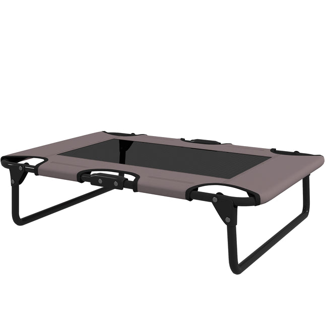 PAWROOM - Forhøjet hundeseng Sammenklappelig kæledyrsseng Udendørs hundeseng med meshdesign Åndbar til små og mellemstore hunde Kaffe Oxford 75 x 51 x 18 cm