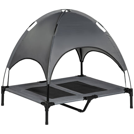 PAWROOM - Hundeseng Baldakin Åndbar Taft Stof Grå 92X76X90Cm