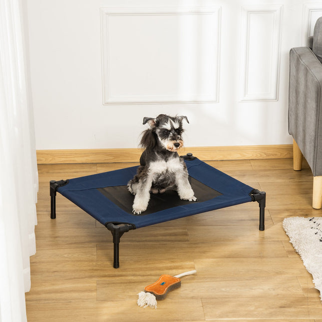 PAWROOM - Hundeseng Hundeseng Udendørs Katteseng Husdyrseng Soveplads Stål 600D Oxford Stof Blå 76,2 X 61 X 18 Cm