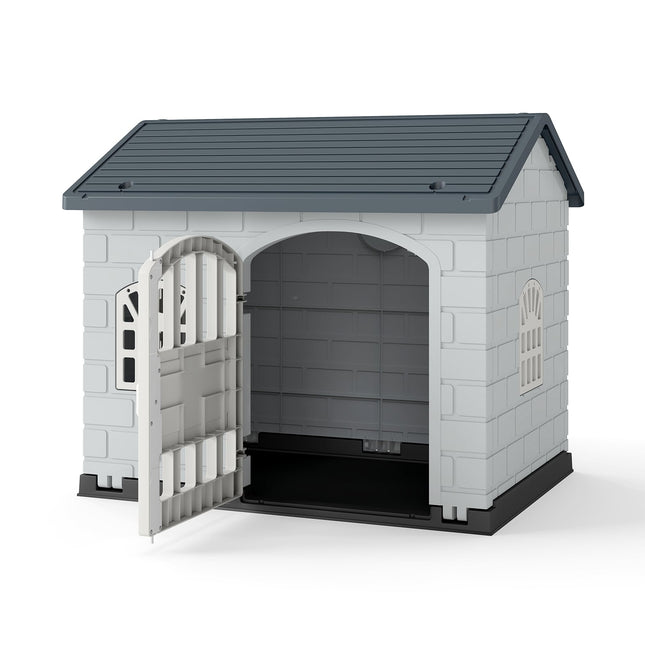 PAWROOM - Weatherproof Plastic Dog House with Lockable Door
