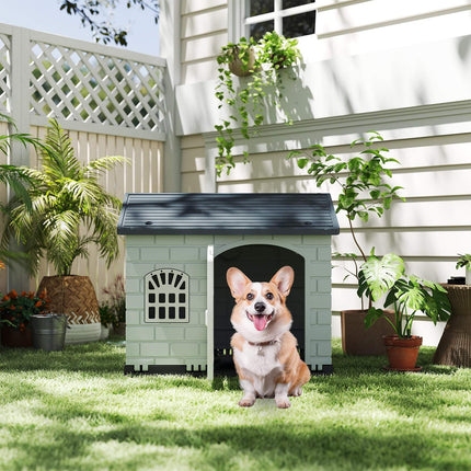 PAWROOM - Weatherproof Plastic Dog House with Lockable Door