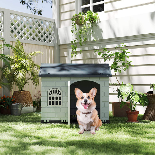 PAWROOM - Weatherproof Plastic Dog House with Lockable Door