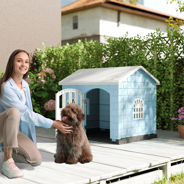 PAWROOM - Weatherproof Plastic Dog House with Lockable Door