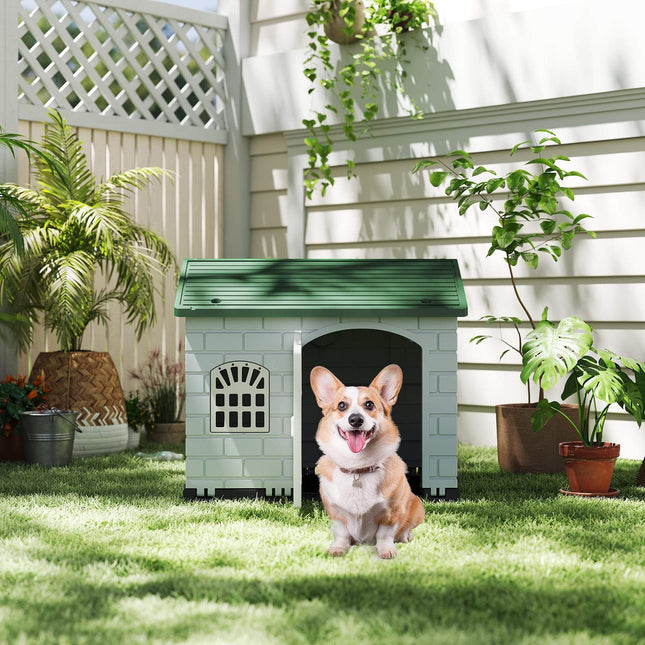 PAWROOM - Weatherproof Plastic Dog House with Lockable Door