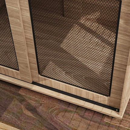 PAWROOM - Hundeburmøbler, hundeboks med 2 aflåselige døre, sidebord til hjemmet, hundehus til store hunde under 30 kg, stål, 98 x 60 x 78 cm, valnød