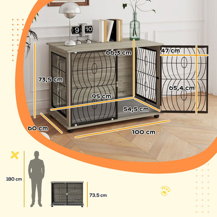 PAWROOM - Indoor dog box with cushion and window - large, grey