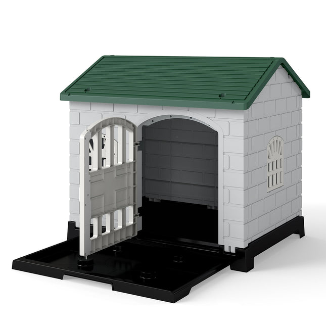 PAWROOM - Outdoor Dog House with Door, Windows, Removable Floor