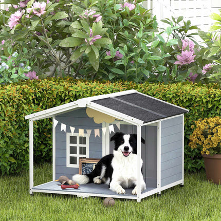 PAWROOM - Udendørs hundehus med veranda, vejrbestandig, nem rengøring
