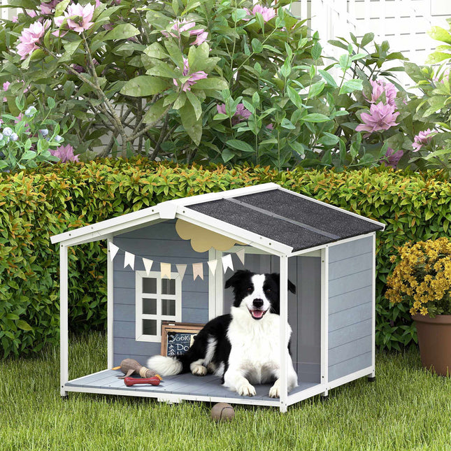 PAWROOM - Outdoor Dog House with Veranda, Weatherproof, Easy Clean