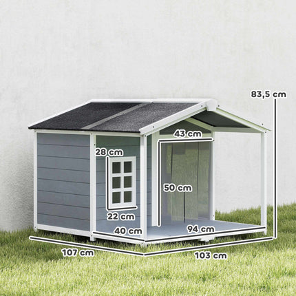 PAWROOM - Udendørs hundehus med veranda, vejrbestandig, nem rengøring