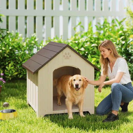 PAWROOM - Weatherproof Dog House 88 x 79 x 89 cm, Raised Floor