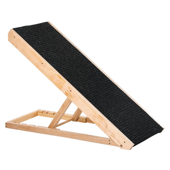 PAWROOM - Adjustable dog ramp with non-slip mat, pine, 90x40x61cm