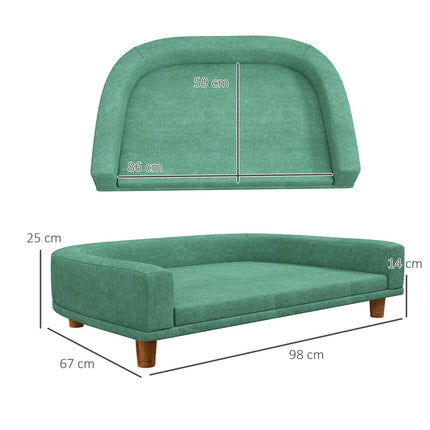 PAWROOM - Comfortable pet sofa with cushion, elevated green design