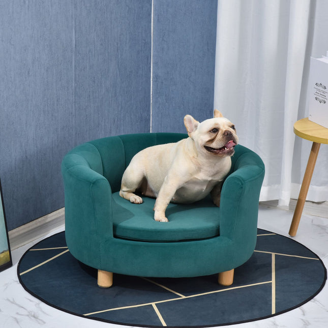 PAWROOM - Hundeseng Elegant Hundesofa Med Blødt Betræk Og Træben, 65X64X37Cm