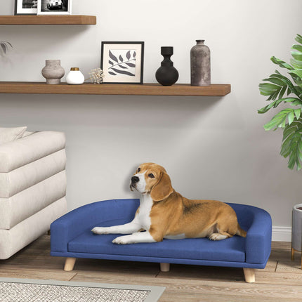 PAWROOM - Hundesofa, eukalyptustræ, 98 x 67 x 25 cm, blå