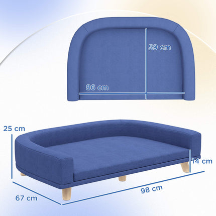 PAWROOM - Hundesofa, eukalyptustræ, 98 x 67 x 25 cm, blå