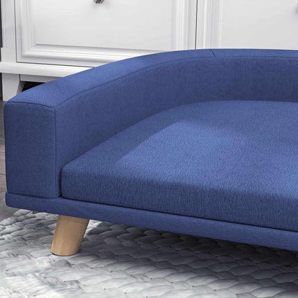 PAWROOM - Hundesofa, eukalyptustræ, 98 x 67 x 25 cm, blå