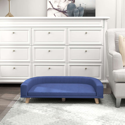 PAWROOM - Hundesofa, eukalyptustræ, 98 x 67 x 25 cm, blå