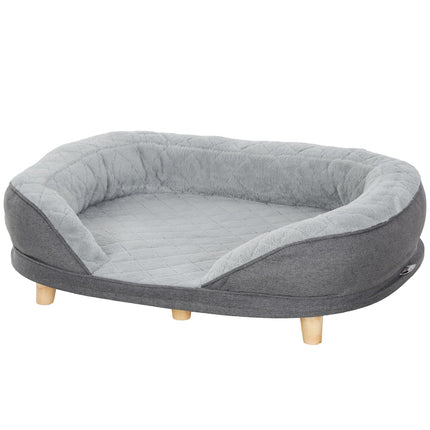 PAWROOM - Hundesofa Pet Sofa med ryglæn og træben Vaskbart betræk til mellemstore hunde under 25 kg grå