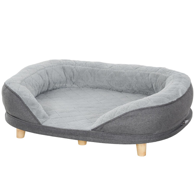 PAWROOM - Hundesofa Pet Sofa med ryglæn og træben Vaskbart betræk til mellemstore hunde under 25 kg grå