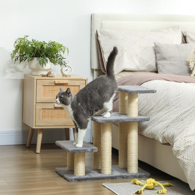 PAWROOM - Kæledyrstrappe, 3 trin, 54 cm, sisal kradsetræer