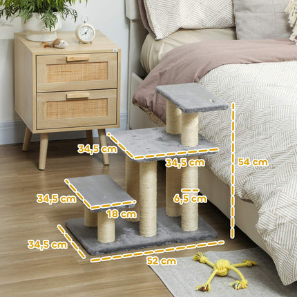 PAWROOM - Kæledyrstrappe, 3 trin, 54 cm, sisal kradsetræer