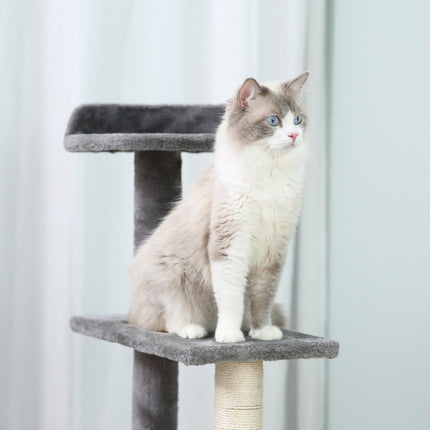 PAWROOM - Klatretræ Til Katte Lege- Og Kradsestolpe Med Trapper, 5 Niveauer, Beige/Grå, 48X48X99,5Cm