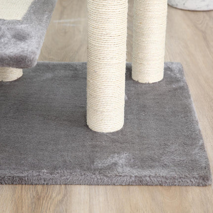 PAWROOM - Klatretræ Til Katte Lege- Og Kradsestolpe Med Trapper, 5 Niveauer, Beige/Grå, 48X48X99,5Cm