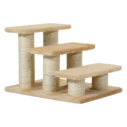 PAWROOM - Dyretrapper Til Katte Og Hunde 3-Trins Hundetrapper, Plys, Creme, 45X35X34 Cm