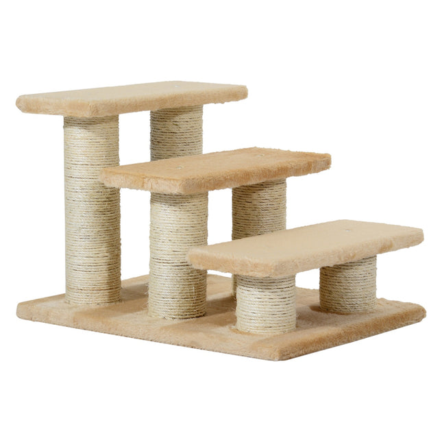 PAWROOM - 3-step plush stairs for dogs and cats, cream, 45x35x34 cm