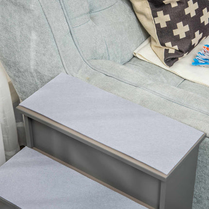 PAWROOM - Pet Stairs, 4-Step, Plush Carpet, 30 kg Capacity, Grey